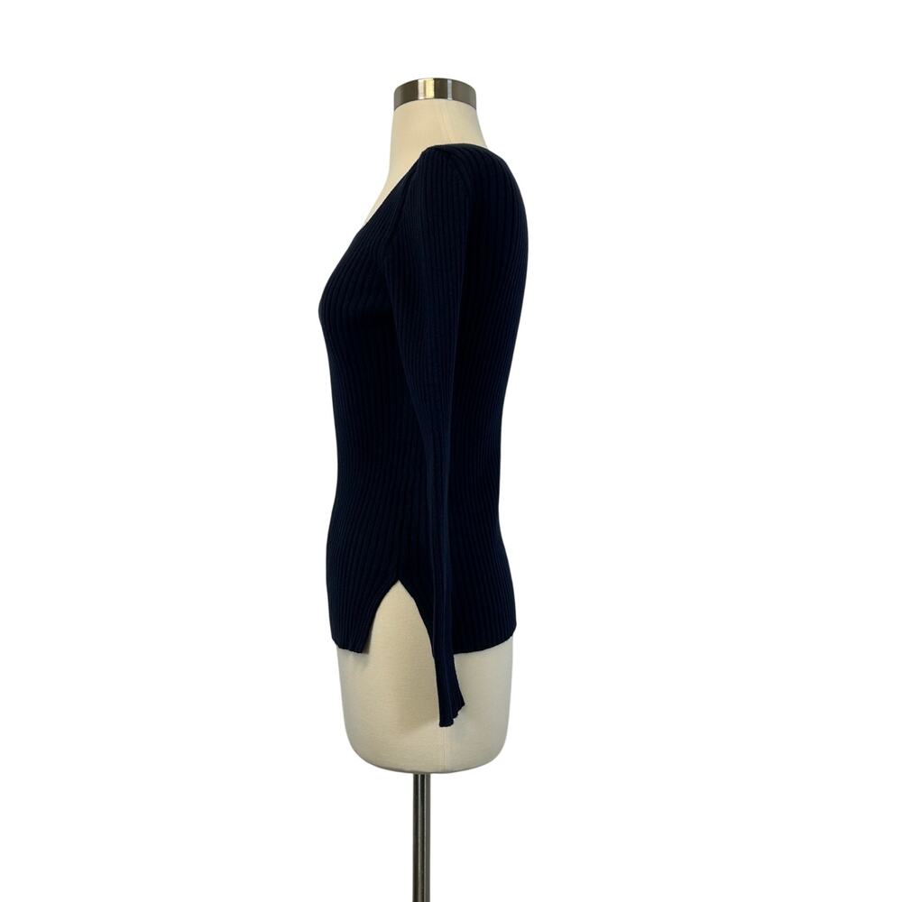 United Arrows Tokyo Navy‎ Blue Knit Sweater Top Size S Minimalist Japanese Chic - Picture 2 of 7